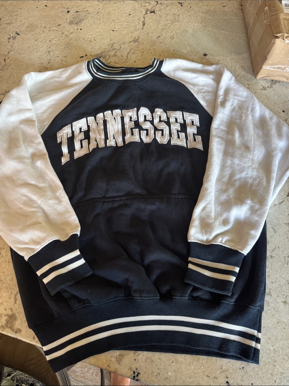 Tennessee Black & White Raglan Crewneck Sweatshirt